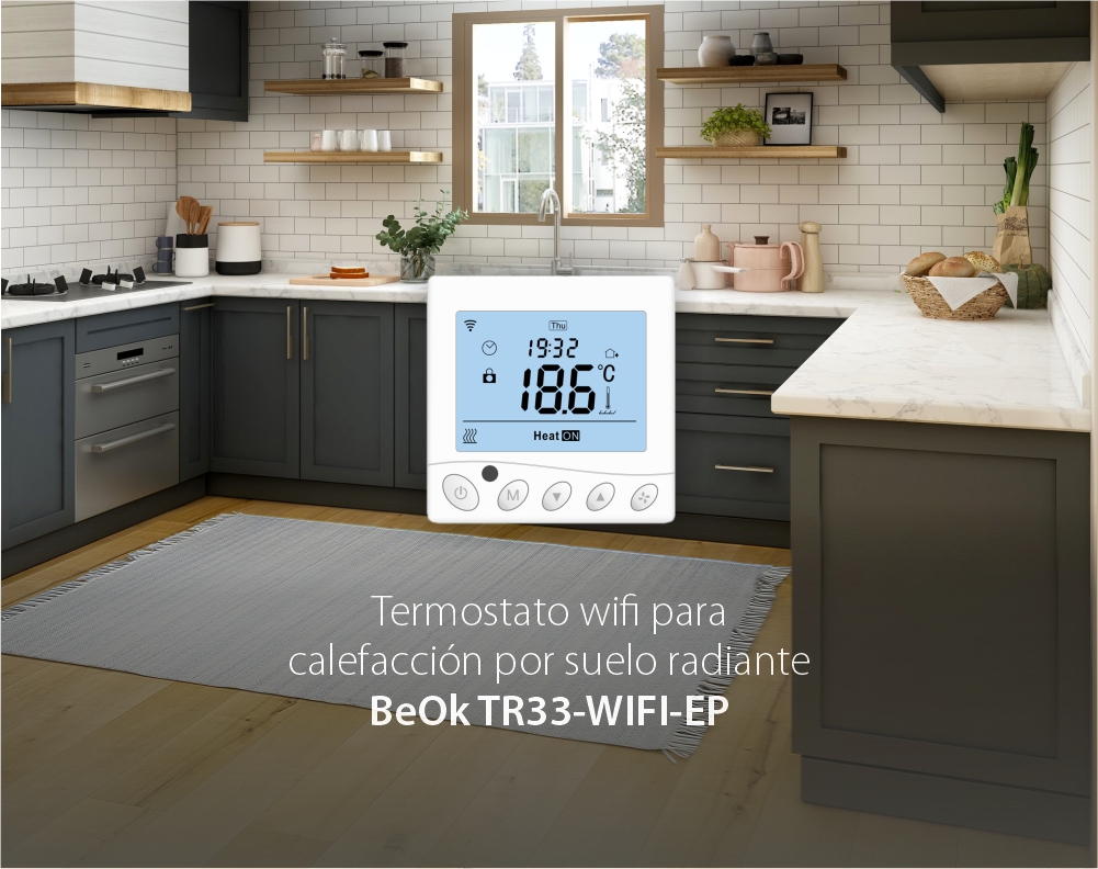 Termostato wifi para calefacción eléctrica por suelo radiante BeOk TR33-WIFI-EP