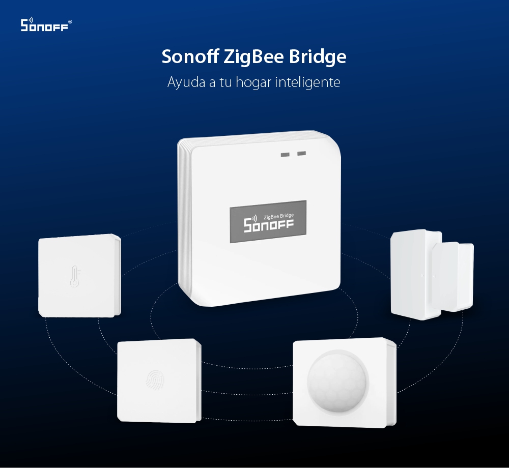 Hub inteligente Sonoff Bridge, Protocolo ZigBee, Control desde aplicación, Hasta 32 dispositivos, Radio de cobertura 80 m