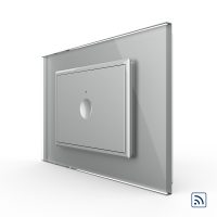 Interruptor táctil simple inalámbrico 1 tactil Livolo con marco de cristal, estándar italiano – nueva serie culoare gri