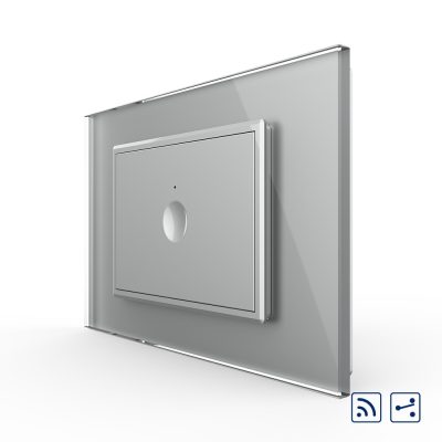 Interruptor conmutador simple, táctil, inalámbrico Livolo con marco de vidrio, estándar italiano – nueva serie culoare gri