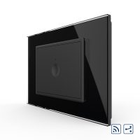 Interruptor conmutador simple, táctil, inalámbrico Livolo con marco de vidrio, estándar italiano – nueva serie culoare neagra