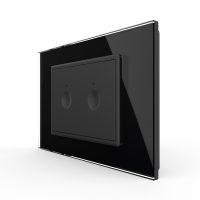 Interruptor doble táctil Livolo con marco de cristal, estándar italiano – nueva serie culoare neagra