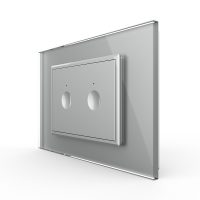 Interruptor doble táctil Livolo con marco de cristal, estándar italiano – nueva serie culoare gri