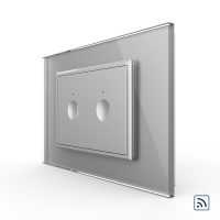 Interruptor táctil doble inalámbrico Livolo con marco de cristal, estándar italiano – nueva serie culoare gri