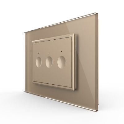 Interruptor triple, 3 táctiles, Livolo con marco de cristal, Estándar italiano – Nueva serie culoare aurie