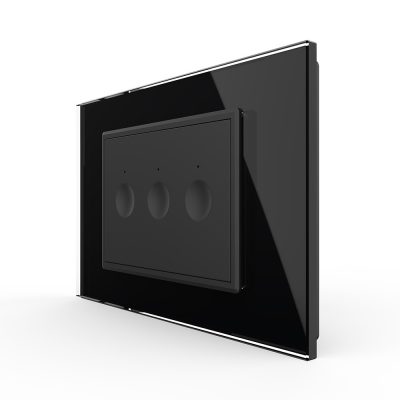 Interruptor triple, 3 táctiles, Livolo con marco de cristal, Estándar italiano – Nueva serie culoare neagra