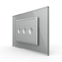 Interruptor triple, 3 táctiles, Livolo con marco de cristal, Estándar italiano – Nueva serie culoare gri