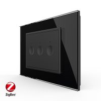 Interruptor triple, 3 botones táctiles Livolo con marco de cristal, Protocolo ZigBee, Estándar italiano – Nueva serie culoare neagra