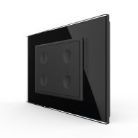 Interruptor cuádruple, 4 táctiles, Livolo con marco de cristal, Estándar italiano – Nueva serie culoare neagra