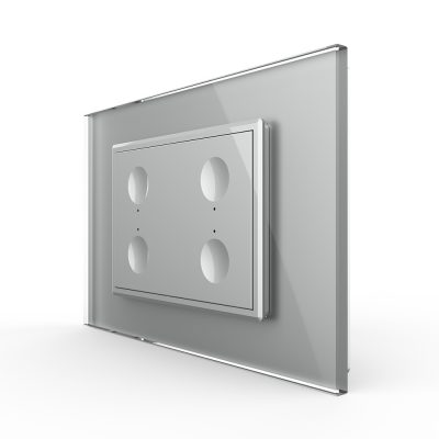 Interruptor cuádruple, 4 táctiles, Livolo con marco de cristal, Estándar italiano – Nueva serie culoare gri