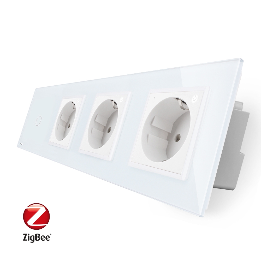 Interruptor simple ZigBee 1 tactil + Enchufe triple Livolo ZigBee