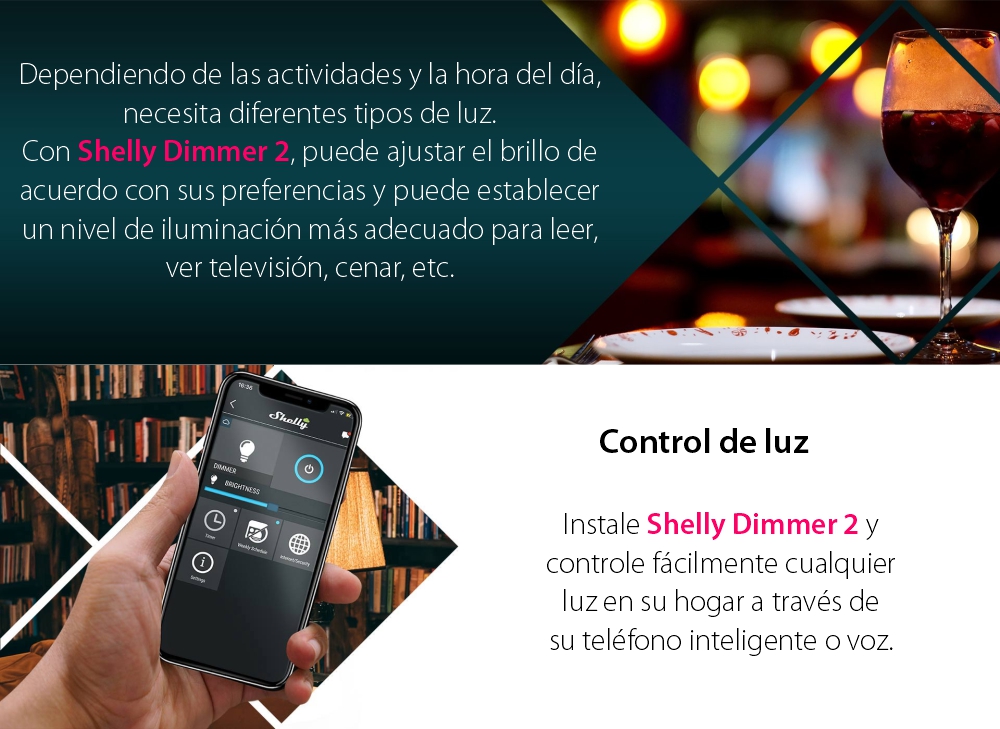 Shelly Dimmer 2 – Relé inalámbrico para luces, 1 canal, compatible con Amazon Alexa y Google Assistant