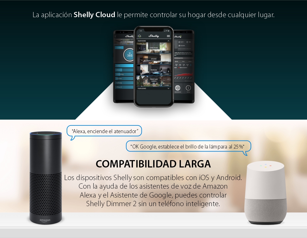 Shelly Dimmer 2 – Relé inalámbrico para luces, 1 canal, compatible con Amazon Alexa y Google Assistant