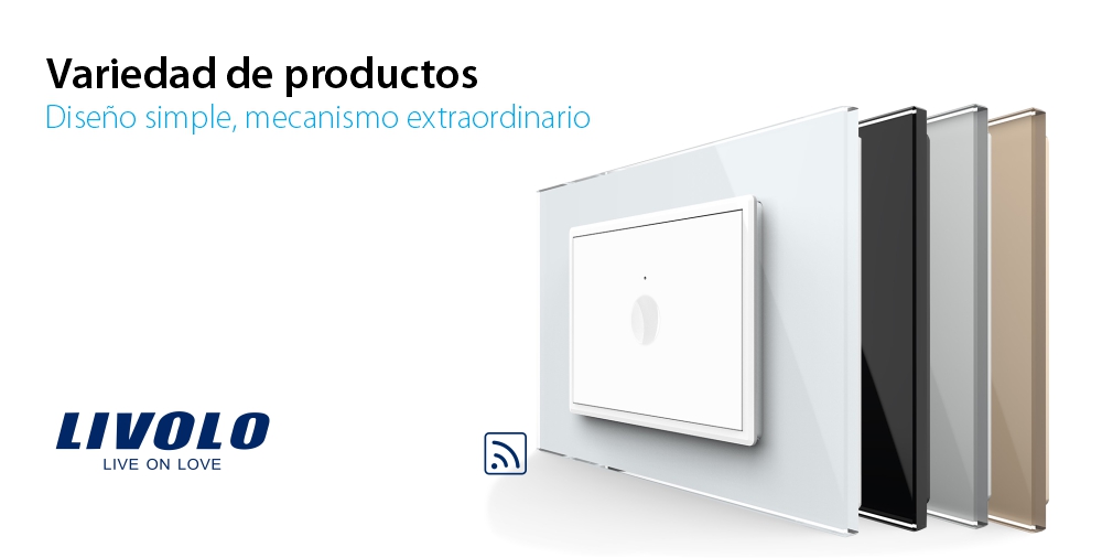 Interruptor táctil simple inalámbrico 1 tactil Livolo con marco de cristal, estándar italiano – nueva serie