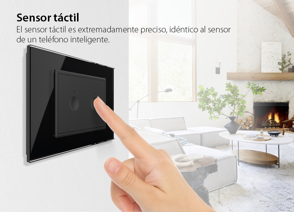 Interruptor doble táctil Livolo con marco de cristal, estándar italiano – nueva serie