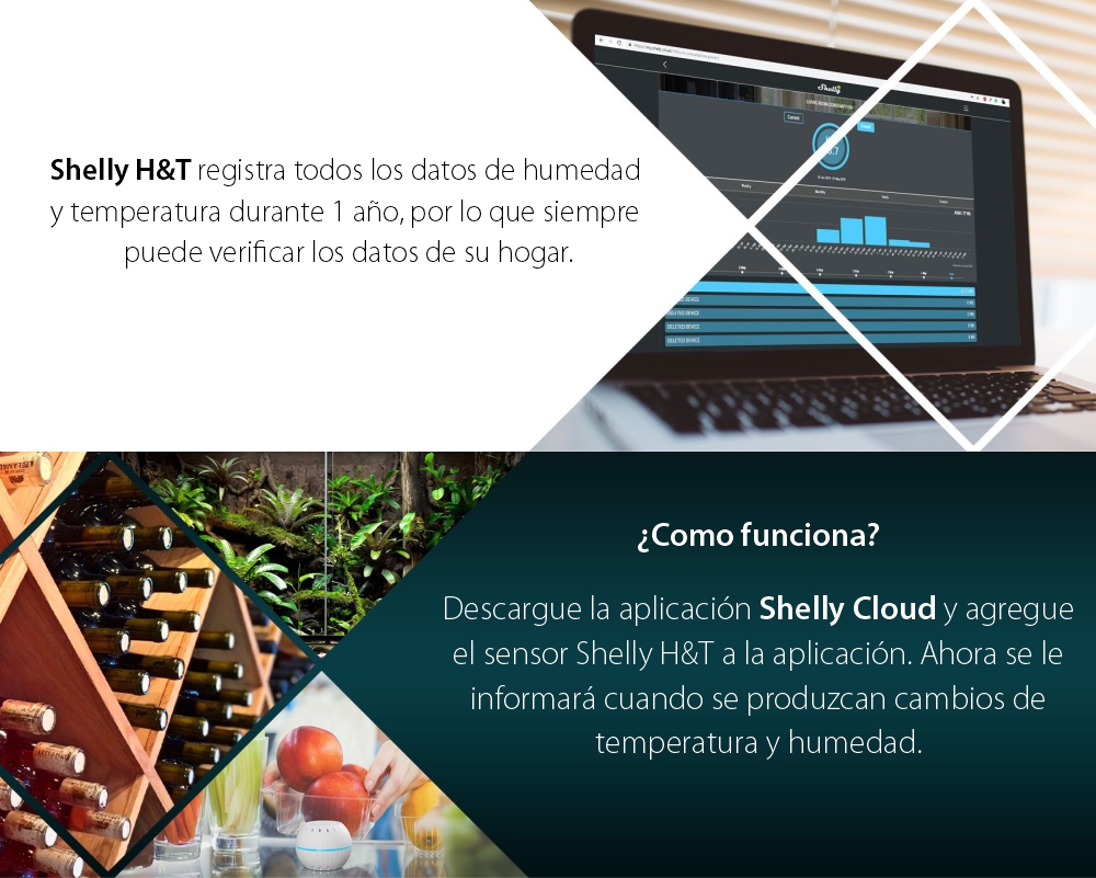 Shelly H&T Sensor de temperatura y humedad, Wi-Fi, monitoreo por aplicación, verificación del historial