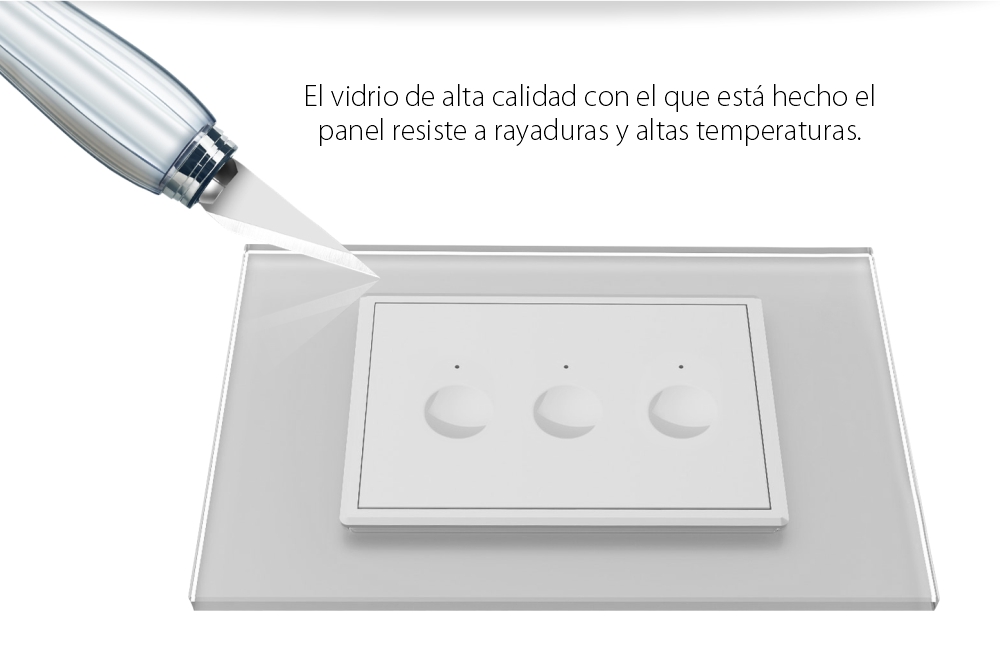 Interruptor triple inalámbrico, 3 botones táctiles, Livolo con marco de cristal, Estándar italiano – Nueva serie