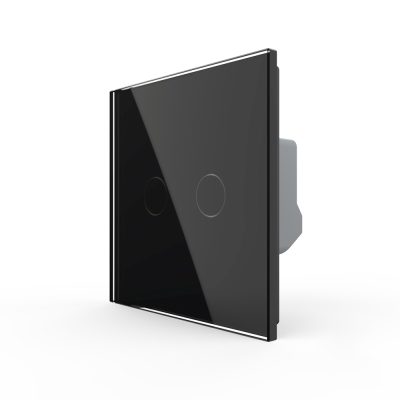 Interruptor doble táctil Livolo con marco de vidrio, serie nueva culoare neagra