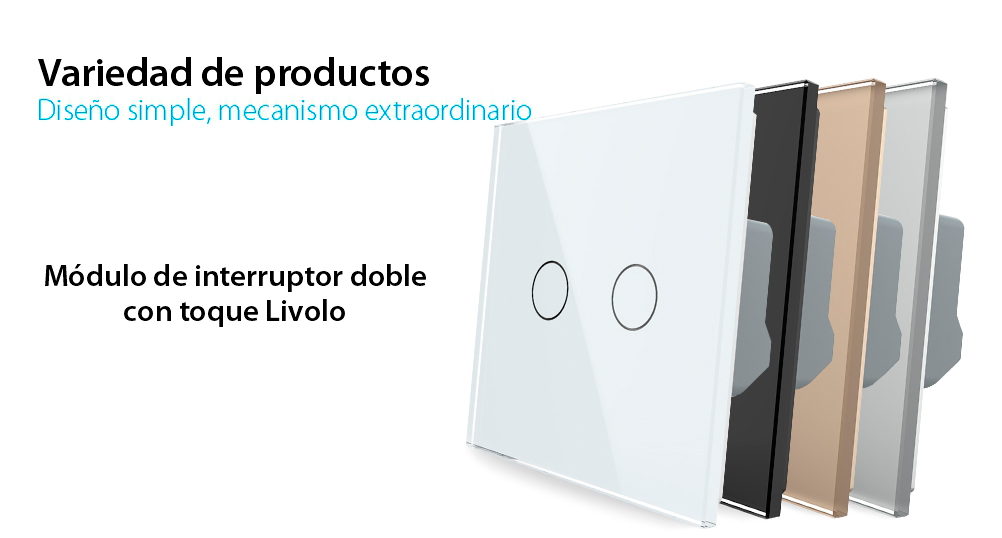 Interruptor doble táctil Livolo con marco de vidrio, serie nueva