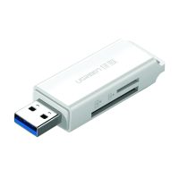 Lector de tarjetas Ugreen CM104, entrada USB 3.0, ranuras TF / SD, Blanco