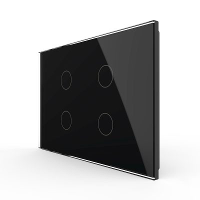 Panel de cristal para interruptor cuádruple, táctil Livolo, estándar italiano – nueva serie culoare neagra
