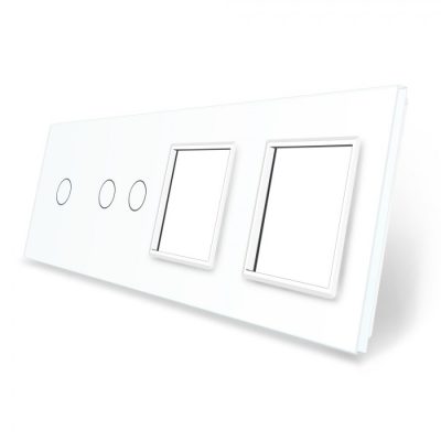 Panel de cristal para interruptor simple + doble y 2 elementos de libre montaje Livolo