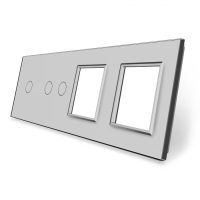 Panel de cristal para interruptor simple + doble y 2 elementos de libre montaje Livolo culoare gri