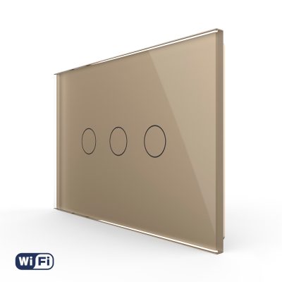 Interruptor triple táctil Wifi de vidrio Livolo, estándar italiano – nueva serie culoare aurie