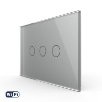 Interruptor triple táctil Wifi de vidrio Livolo, estándar italiano – nueva serie culoare gri