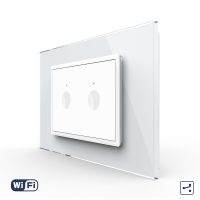 Interruptor conmutador/conmutador cruce doble táctil Wi-FI LIVOLO con marco de cristal, estándar italiano – Serie Nueva, blanco