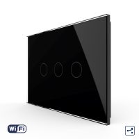 Interruptor conmutador/conmutador cruce triple táctil Wi-Fi LIVOLO, estándar italiano – serie nueva culoare neagra