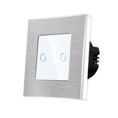 Interruptor doble táctil de vidrio y marco de aluminio LUXION, 500W