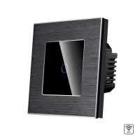 Interruptor simple táctil Wi-Fi de cristal y marco de aluminio LUXION culoare neagra