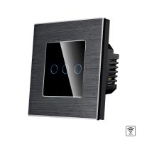 Interruptor triple táctil Wi-Fi de vidrio y marco de aluminio LUXION culoare neagra
