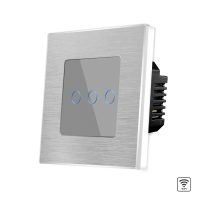 Interruptor triple táctil Wi-Fi de vidrio y marco de aluminio LUXION culoare gri