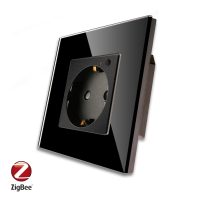 Enchufe de pared, inteligente LUXION Zigbee con marco de vidrio culoare neagra
