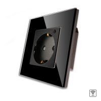Enchufe simple Wi-Fi LUXION con marco de cristal culoare neagra