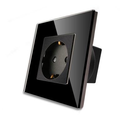 Enchufe simple LUXION con marco de vidrio culoare neagra
