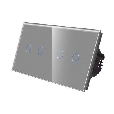 Interruptor doble + doble táctil de vidrio LUXION culoare gri