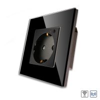 Enchufe Wi-Fi simple con marco de vidrio, RF433 LUXION culoare neagra