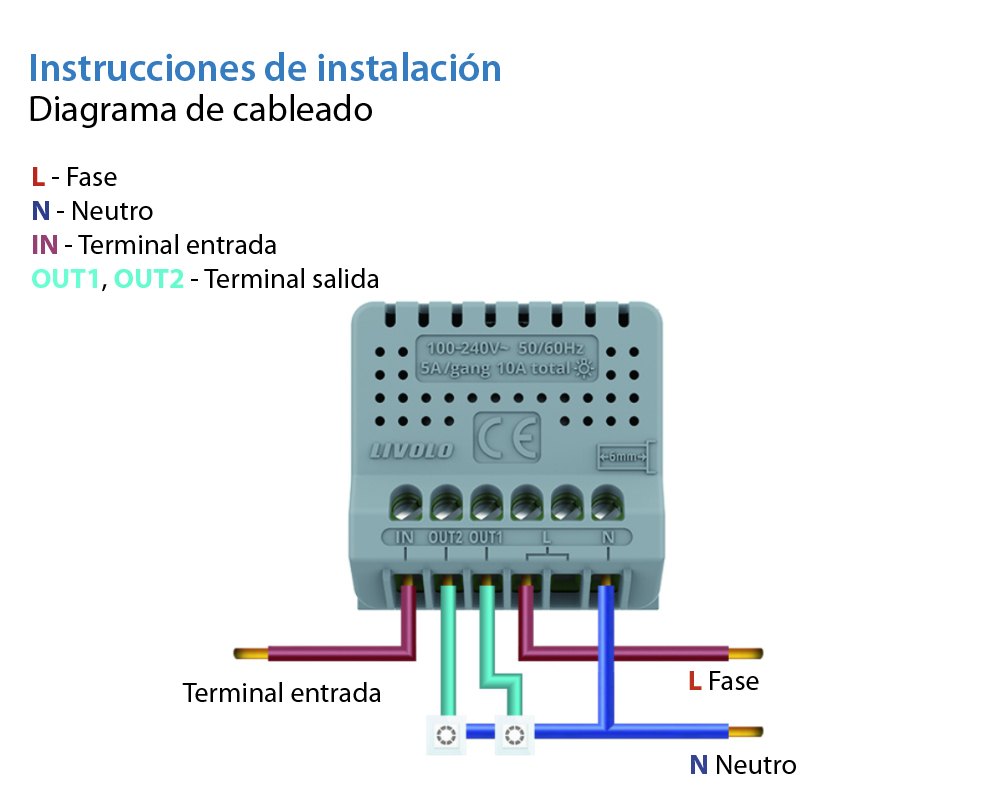 Módulo de doble interruptor con retorno y contacto seco LIVOLO – nueva serie