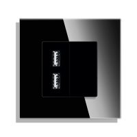 Enchufe USB con marco de vidrio LUXION culoare neagra
